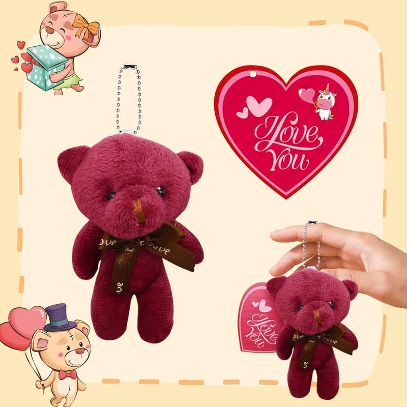 LUKBERA 28 Packs Valentine's Day Heart Cards for Kids with Mini Teddy Bear, Small Animal Plush Toys for Kids Valentines Day Gifts School Classroom Exchange - Image 3