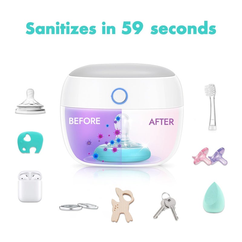 Papablic Portable Pacifier Sanitizer, UV Light Sanitizer Case On The Go for Baby Pacifier, USB Rechargeable Mini Travel Sanitizer Box, 99.99% Cleaned in 59 Seconds - Image 3