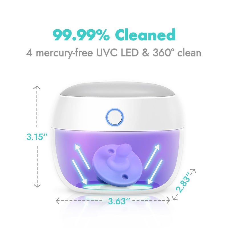 Papablic Portable Pacifier Sanitizer, UV Light Sanitizer Case On The Go for Baby Pacifier, USB Rechargeable Mini Travel Sanitizer Box, 99.99% Cleaned in 59 Seconds - Image 4