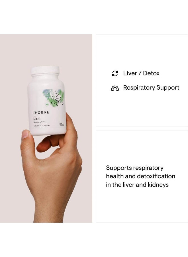 Thorne NAC - N-أسيتيل سيستين - 500 ملغ - يدعم صحة الجهاز التنفسي ووظيفة المناعة*؛ يعزز إزالة السموم من الكبد والكلى - 90 كبسولة - Image 4