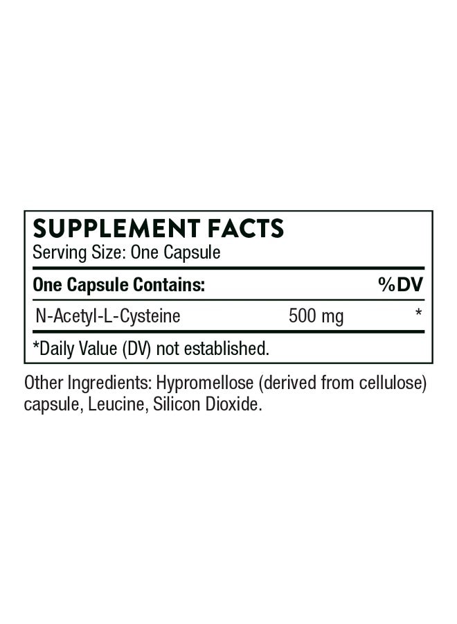 Thorne NAC - N-أسيتيل سيستين - 500 ملغ - يدعم صحة الجهاز التنفسي ووظيفة المناعة*؛ يعزز إزالة السموم من الكبد والكلى - 90 كبسولة - Image 2