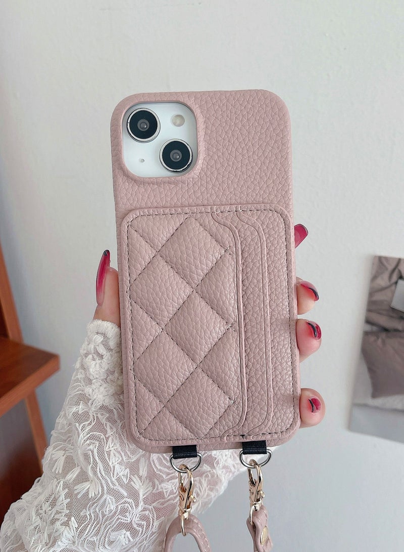 Suteni Crossbody Strap Back Cover Card Slots Leather Phone Case for iPhone