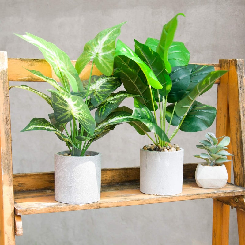 Der Rose 2 Pack Fake Plants Artificial Tropical Faux Plants Indoor for Office Desk Home Sage Green Decor - Image 4