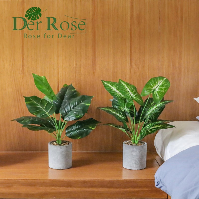 Der Rose 2 Pack Fake Plants Artificial Tropical Faux Plants Indoor for Office Desk Home Sage Green Decor - Image 3