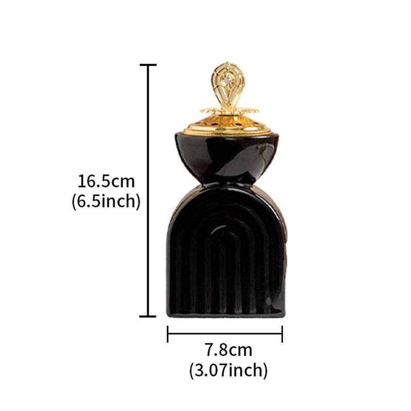 موقد عطري بسيط وعصري باللونين الأسود والأبيض على شكل قوس - مبخرة يدوية للزينة المنزلية في المناسبات الشرق أوسطية