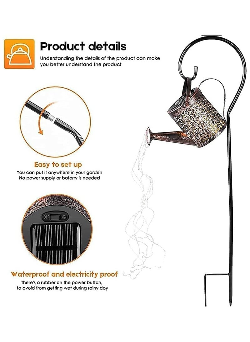 Generic Solar Lights Outdoor for Garden Star Shower Garden Art Light Decor Watering Cans Crackle Metal Solar Yard Garden Stake Lights Fairy Waterfall Light for Garden Lawn Patio Courtyard  - Image 3