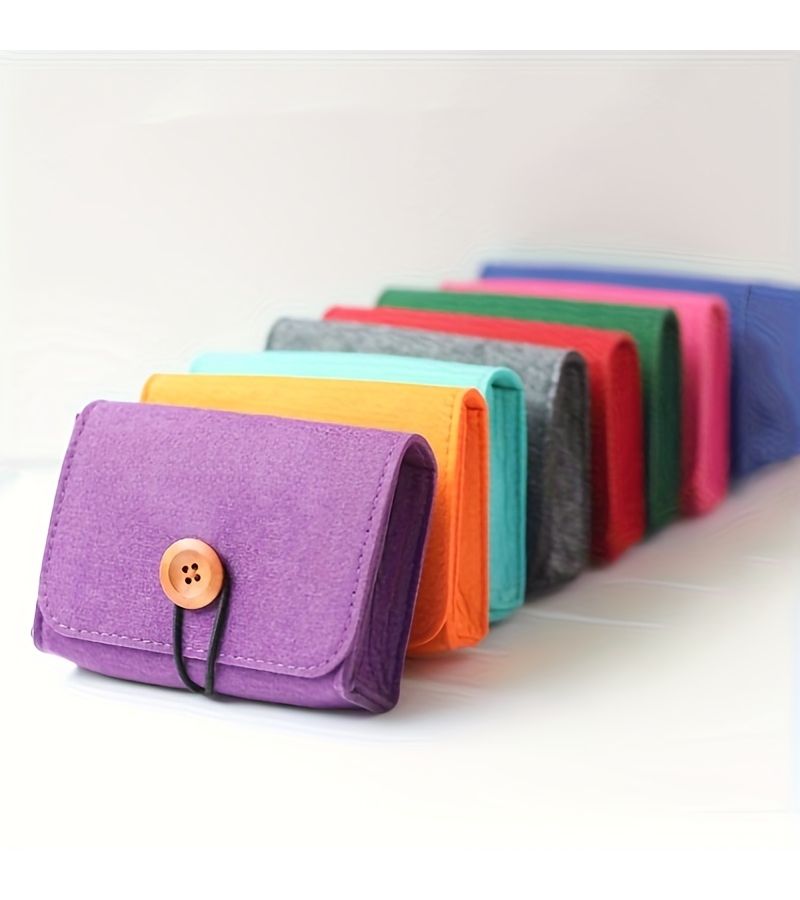 Dark Gray Felt Cosmetic Storage Pouch - Portable Travel Organizer for Home Kitchen Bathroom - Image 3