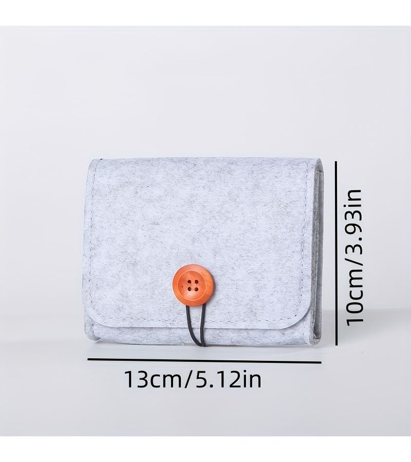 Dark Gray Felt Cosmetic Storage Pouch - Portable Travel Organizer for Home Kitchen Bathroom - Image 4