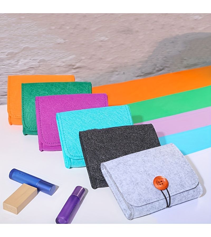 Dark Gray Felt Cosmetic Storage Pouch - Portable Travel Organizer for Home Kitchen Bathroom - Image 5