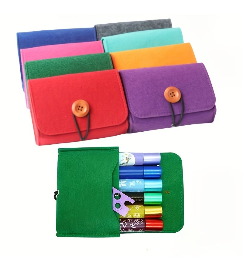 Dark Gray Felt Cosmetic Storage Pouch - Portable Travel Organizer for Home Kitchen Bathroom - Image 2