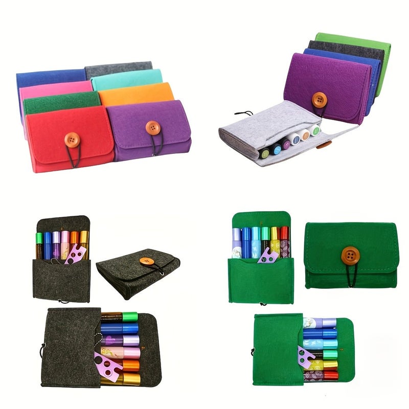 Dark Gray Felt Cosmetic Storage Pouch - Portable Travel Organizer for Home Kitchen Bathroom - Image 1