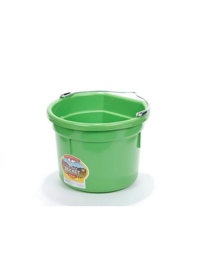 ليتل جايانت دلو علف الحيوانات البلاستيكي ذو الظهر المسطح من Little Giant® | دلو علف الحيوانات بمقبض معدني | دلو علف الخيول والماء | سعة 8 كوارت | أخضر ليموني - Image 2