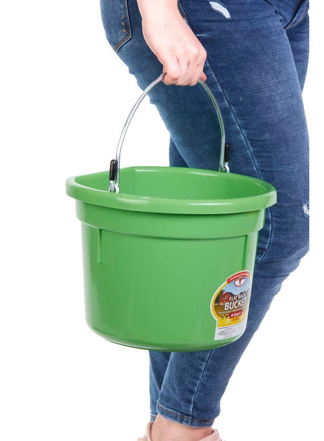 ليتل جايانت دلو علف الحيوانات البلاستيكي ذو الظهر المسطح من Little Giant® | دلو علف الحيوانات بمقبض معدني | دلو علف الخيول والماء | سعة 8 كوارت | أخضر ليموني - Image 4