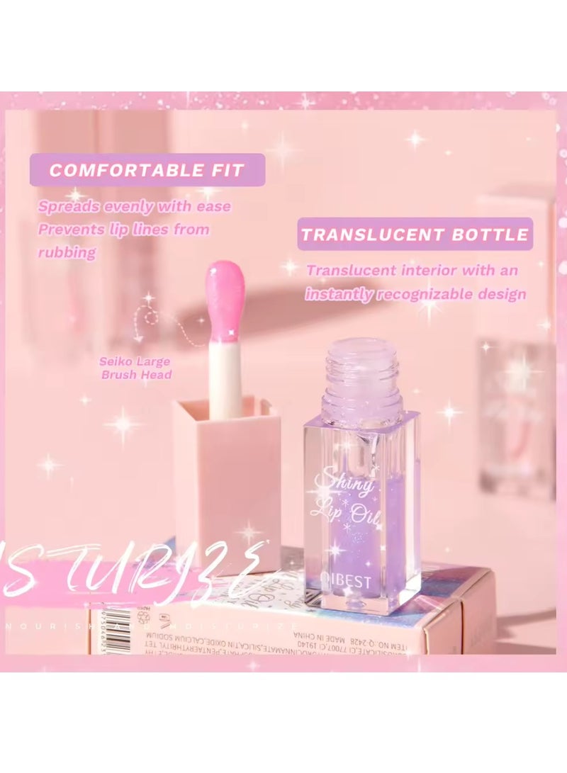 QiBest Shiny Lip Oil Lip Gloss Moisturizing Hydrating Nourishing Long Lasting Smooth Shiny Lip Gloss Lip Oil Color Changing Pearlized Lip Oil with Big Brush Head Shiny Lip Oil 04 - Image 4