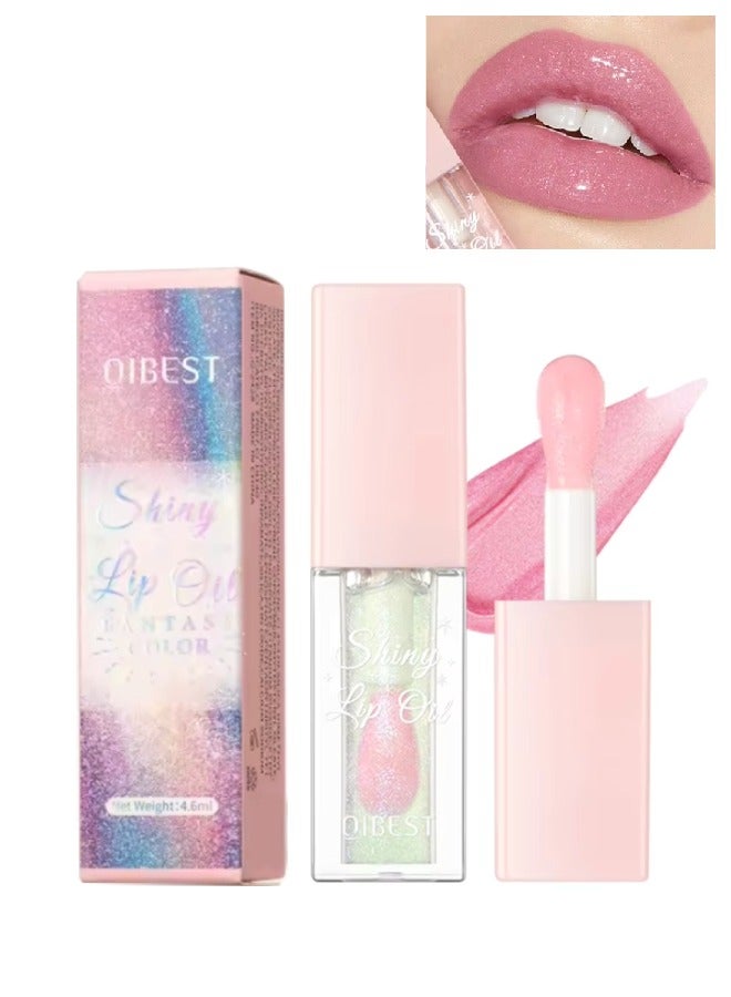 QiBest Shiny Lip Oil Lip Gloss Moisturizing Hydrating Nourishing Long Lasting Smooth Shiny Lip Gloss Lip Oil Color Changing Pearlized Lip Oil with Big Brush Head Shiny Lip Oil 04 - Image 1