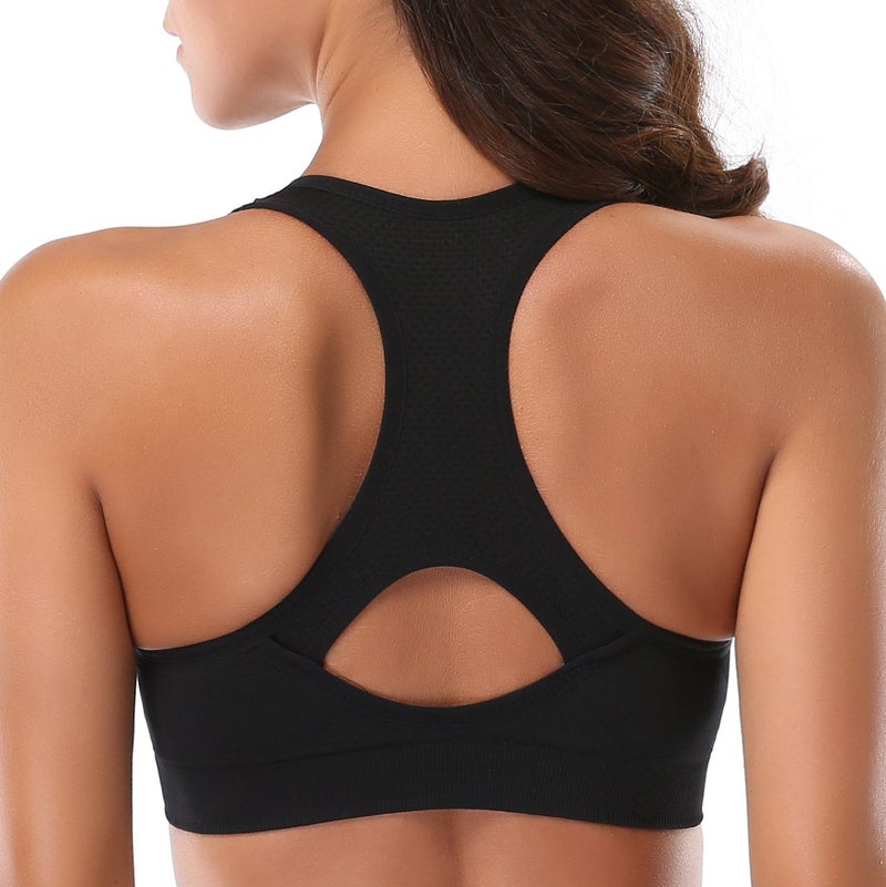 MIRITY Women Racerback Sports Bras - High Impact Workout Gym Activewear Bra Pack of 3 Color Black Size M - Image 3