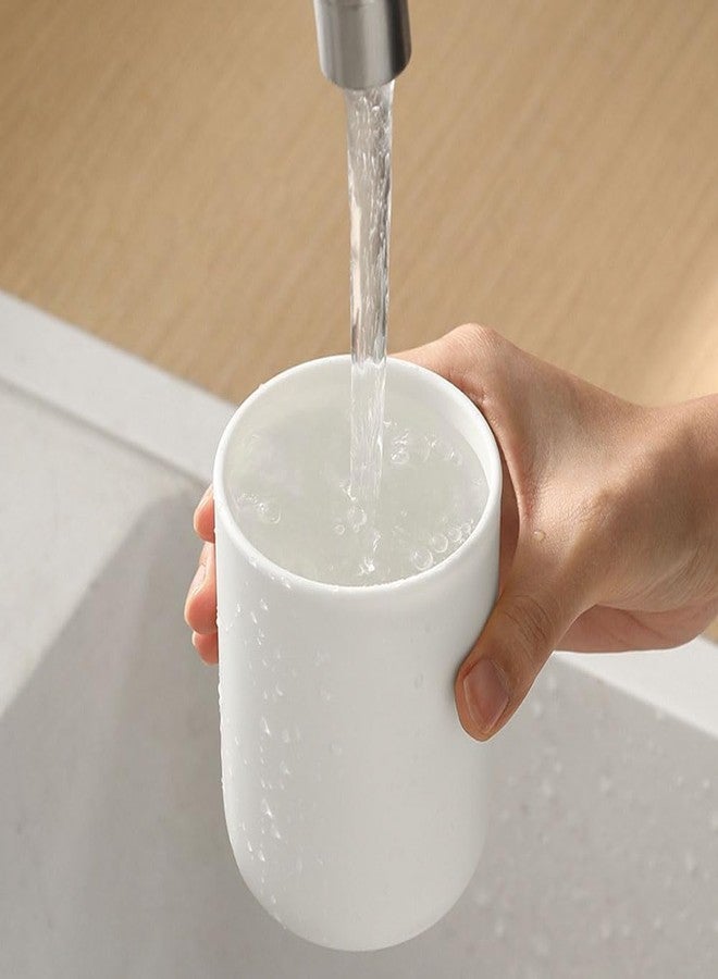 كوب فرشاة أسنان أبيض من waipwaip، كوب للحمام، حامل فرشاة أسنان غير قابل للكسر للحمام، أكواب بلاستيكية قابلة لإعادة الاستخدام للشرب، آمن للغسل في غسالة الصحون، 11 أونصة، قطعتان (أبيض وأبيض) - Image 3