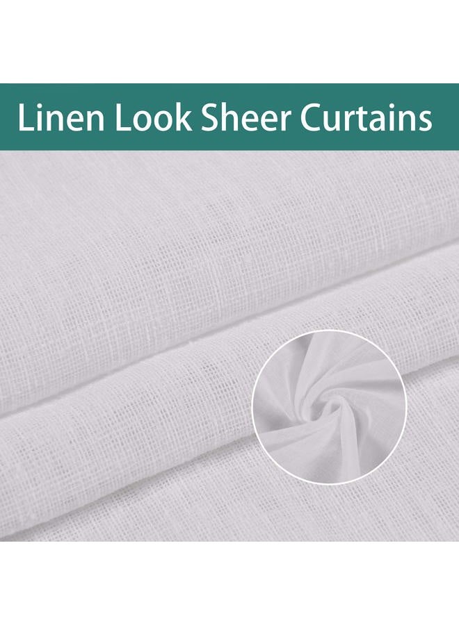 LORDTEX Burlap Linen Look Outdoor Curtain for Patio - 2 Panels Waterproof Tab Top Sheer Curtains for Pergola, Porch, Cabana and Gazebo Indoor/Outdoor Voile Sheer Drapes, 52 x 84 Inch, Vanilla - Image 2