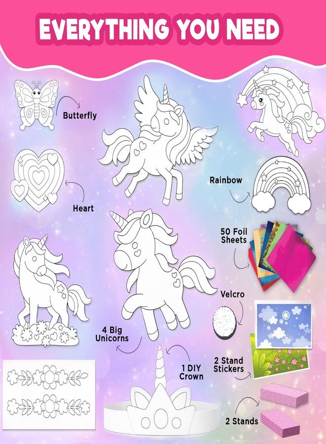 EINSTEIN BOX Unicorn Foil Art Toy for Girls 7–14 Years | Mess Free DIY Craft Kit | Unicorn Gifts for 8 to 10 Years Old| Art and Craft Birthday Gift for Girls - Image 3