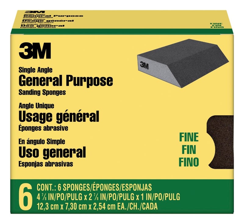 3M Angled Sanding Sponges 6 Pack Use Wet or Dry Great For all Purpose Sanding Washable Reusable Use For Interior Exterior Project Angled Sanding Pad For Perfect CornerDetail Work CP0406P - Image 2