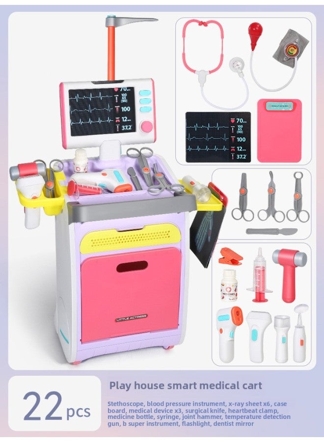 Children's Doctor Play Toy Set Boys And Girls Educational Medical Clinic Play House Stethoscope Injection Tool-Color:(Powder) Medical Cart 【E-Commerce No Color Box】】 - Image 1