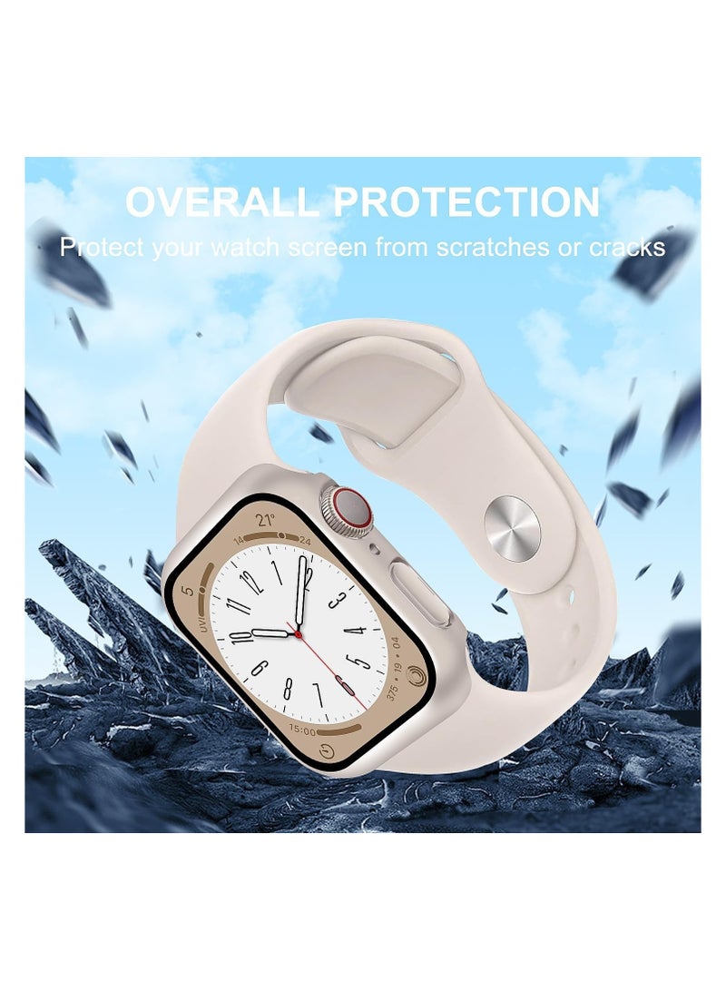 2 Pack Case Built in Tempered Glass Screen Protector Compatible with Apple Watch Series 9/Series 8/Series 7 41mm, Hard PC Case Overall Protective Cover- Starlight  - Image 4