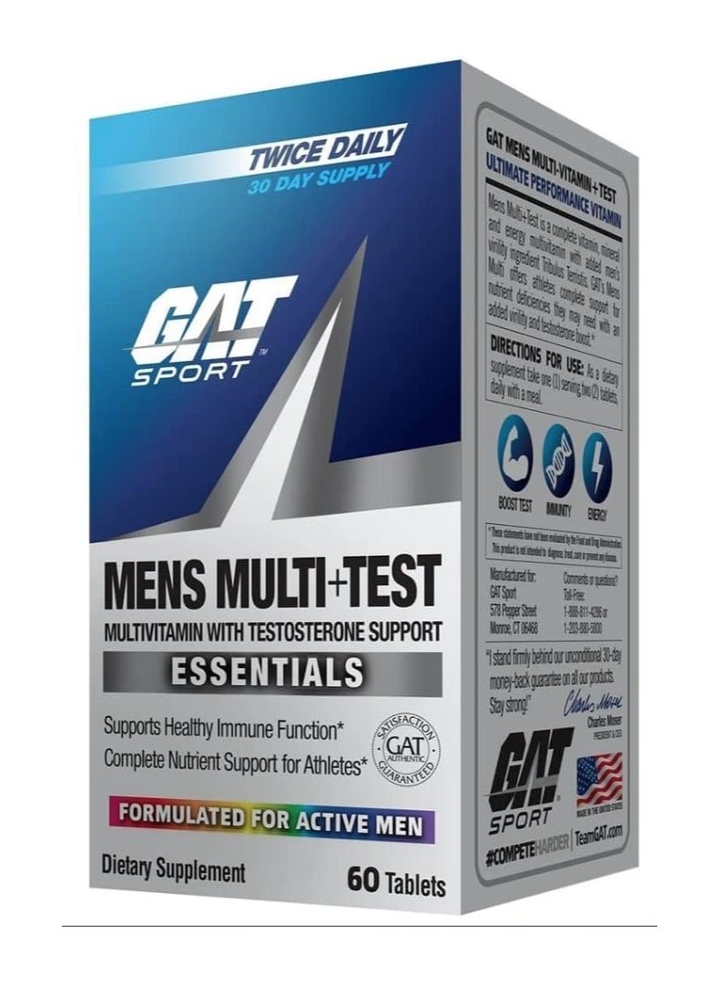 GAT SPORT Mens Multi + Test, 60 Tablets, 30 Servings  - Image 1