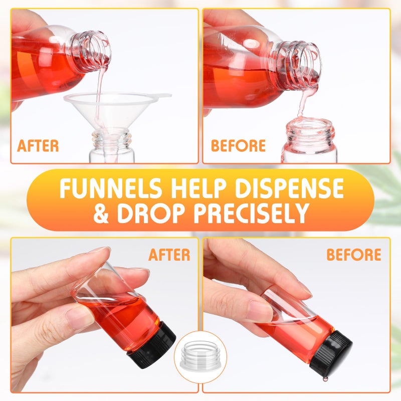 Ziliny 110 Pack 20 ml Glass Vials Clear Small Empty Glass Sample Bottles with Screw Cap Plastic Stoppers, Shims and Plastic Mini Funnels, Sample Leakproof Small Vials Storage Container (20ml) - Image 4