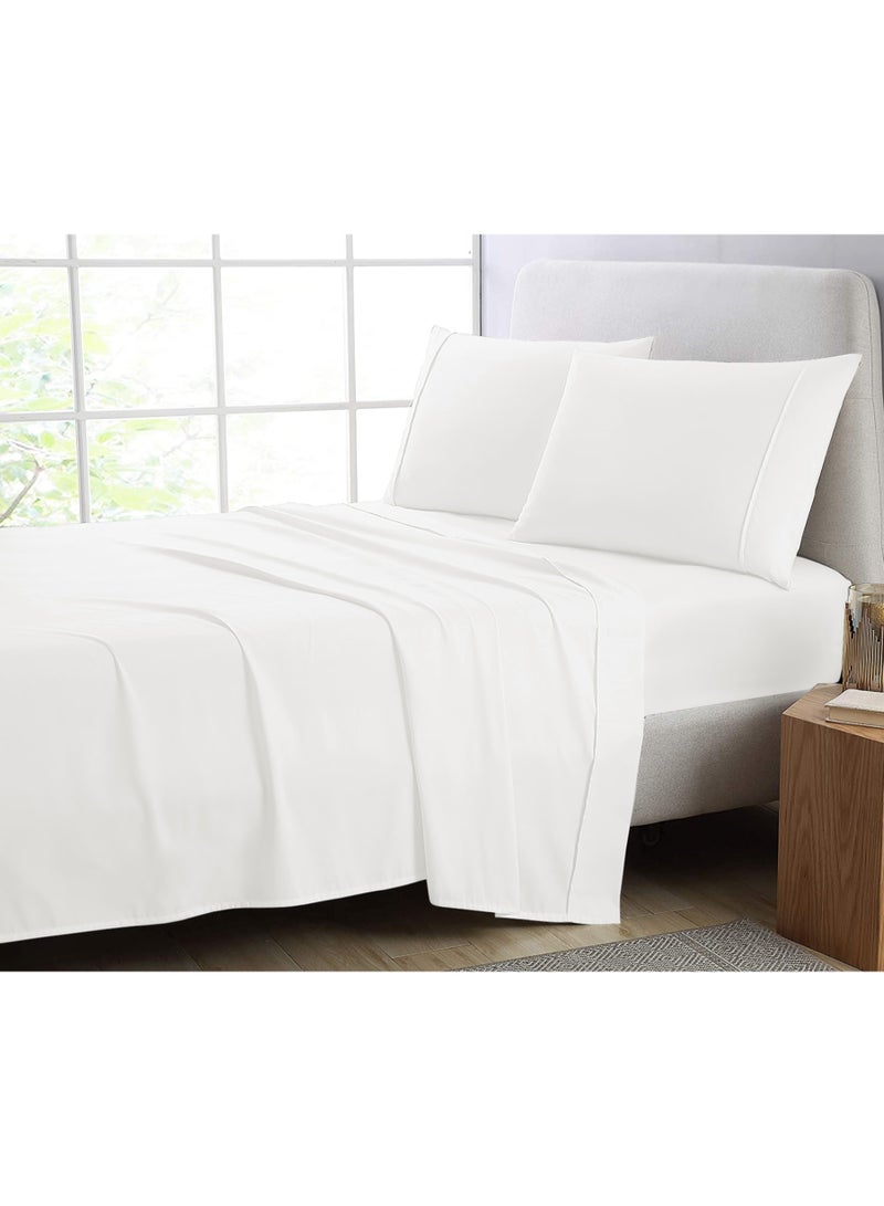 Lavish Touch Cotton Poly Modal Fitted Sheet White 1250 TC Double Bed (137 x 203 cms) All elastic - Image 5