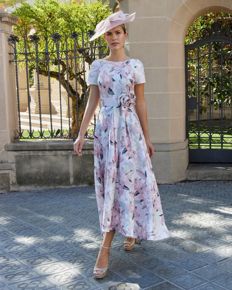 Rosa Clara Couture Club Printed Brocade Cocktail Dress