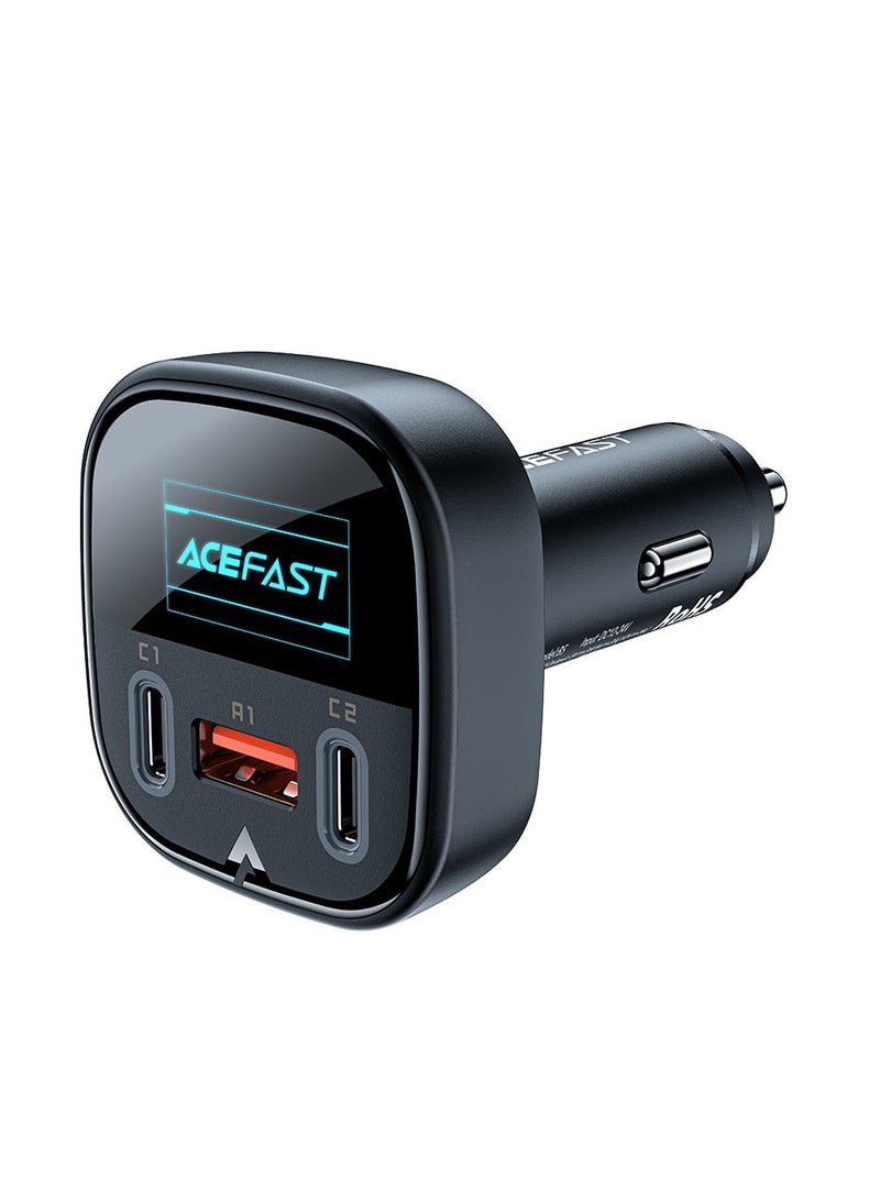 Acefast B5 101W 2C+A Metal Car Charger With OLED Smart Display Black - Image 1
