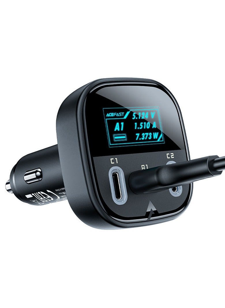 Acefast B5 101W 2C+A Metal Car Charger With OLED Smart Display Black - Image 4