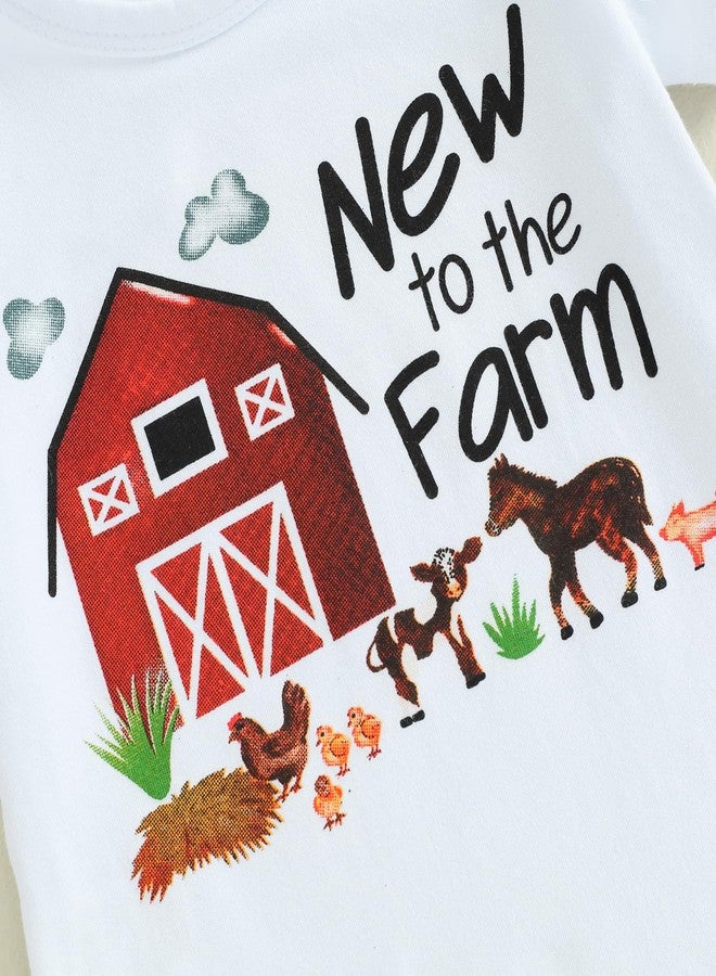 Karuedoo Newborn Baby Boy Farm Outfit Letter Print Romper Animal/Tractor Print Long Pants with Hat 3Pcs Country Outfits Set(A-White, 3-6 Months) - Image 5