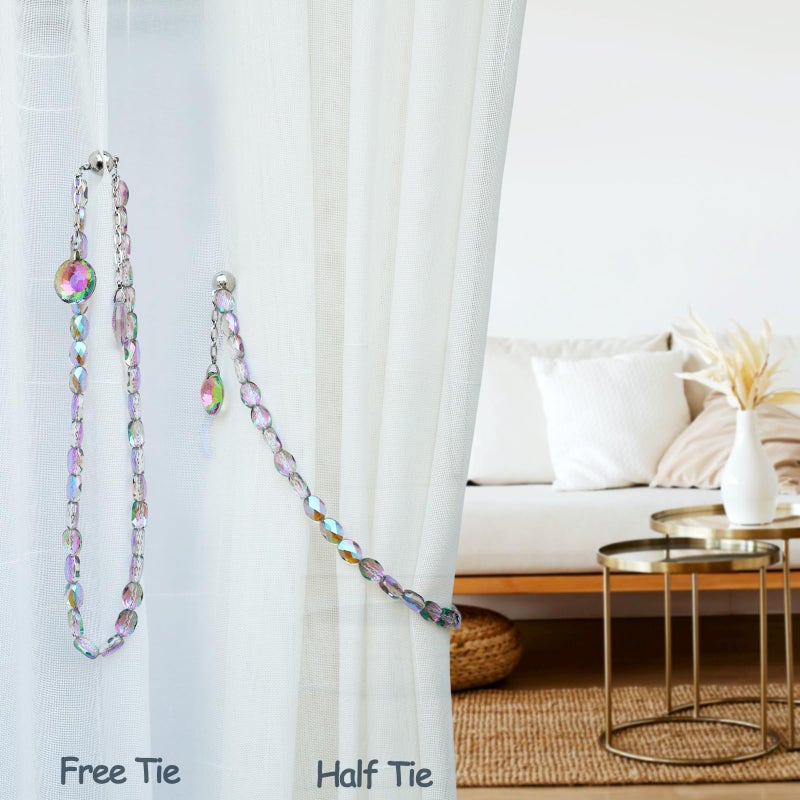 PEDOBO Magnetic Curtain Tiebacks, 2 Pack Crystal Beaded Sun & Moon Pendants Sheers/Draperies Holdbacks for Window Home Office Decor (Purple) - Image 5