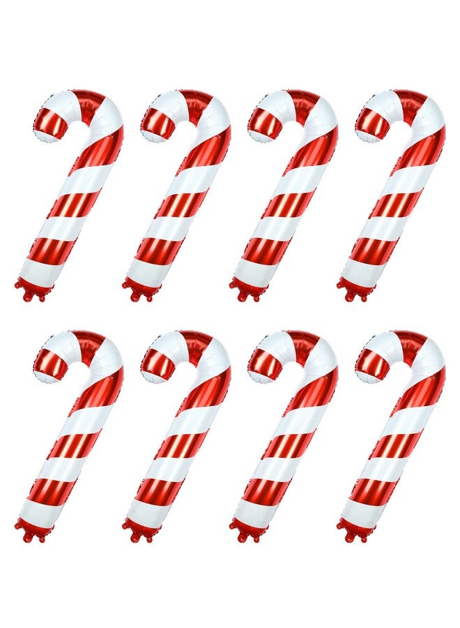 GWHOLE 8 Pack Of 45 Inch Large Christmas Candy Cane Foil Balloons For Christmas Holiday Decoration - Image 1