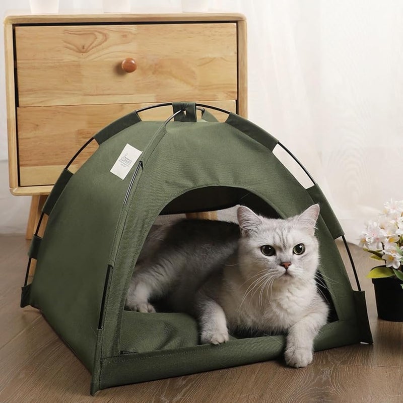 Foldable Pet Cooling Mat Tent Double Sided Ice Silk Mat Army Green Outdoor Indoor Use - Image 1