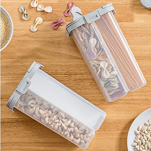 Entisia 4 Section Storage Container Set - Multi-Compartment Plastic Transparent Jar for Pulses, Grains, Dry Fruits & Cereals with Airtight Lids, BPA-Free Food Storage Boxes for Kitchen (2000ml,4 Pcs) - Image 3