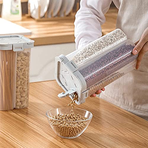 Entisia 4 Section Storage Container Set - Multi-Compartment Plastic Transparent Jar for Pulses, Grains, Dry Fruits & Cereals with Airtight Lids, BPA-Free Food Storage Boxes for Kitchen (2000ml,4 Pcs) - Image 5