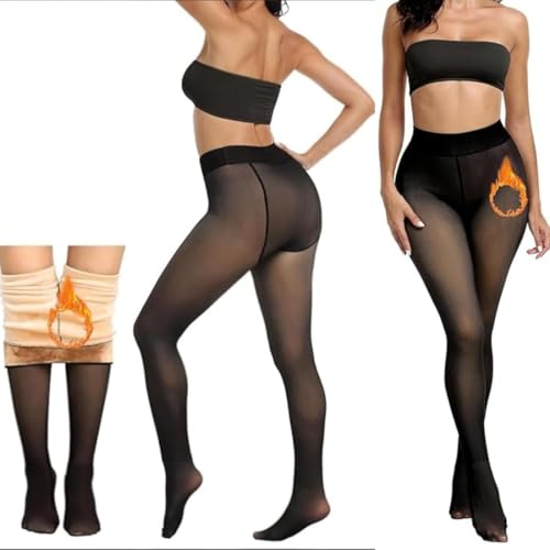OLSIC Women’s Winter Warm Fleece Lined Transparent Tights | Velvet Thermal Sheer Leggings | Ultra-Stretch High Waist Body Shaping Pantyhose for Cold Weather | Slim Look Warm Stockings - Image 5
