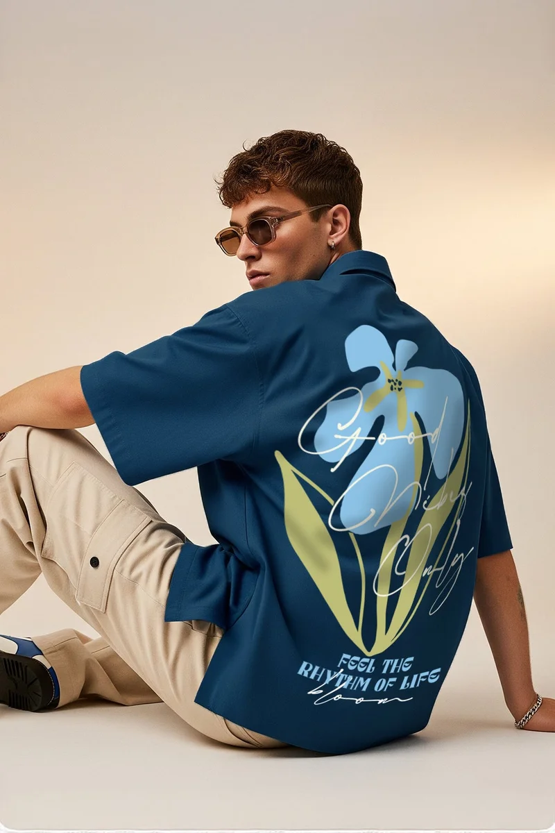 فيردو Veirdo Pure Cotton Oversized Fit Half Sleeve Graphic Printed Shirt for Men