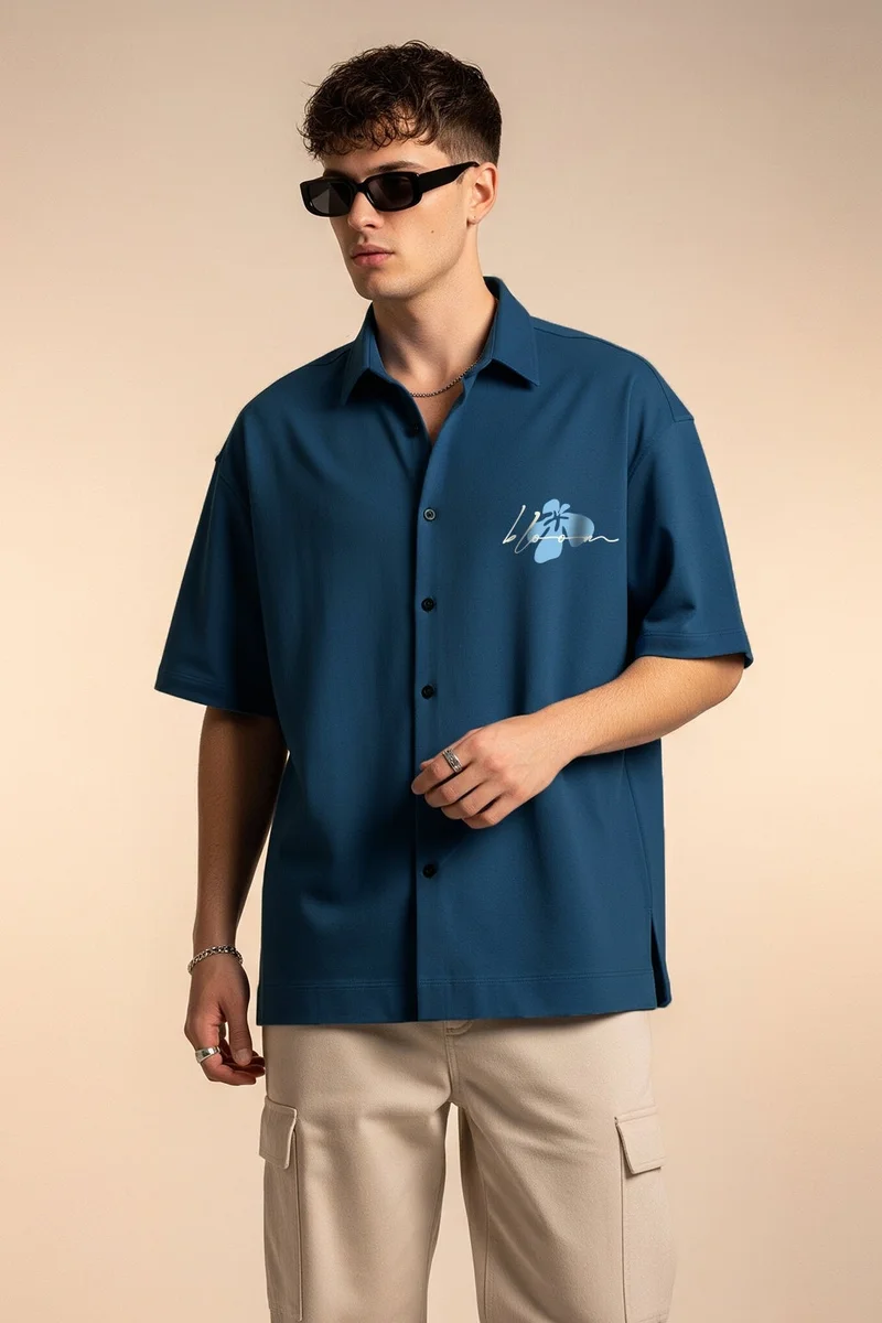فيردو Veirdo Pure Cotton Oversized Fit Half Sleeve Graphic Printed Shirt for Men