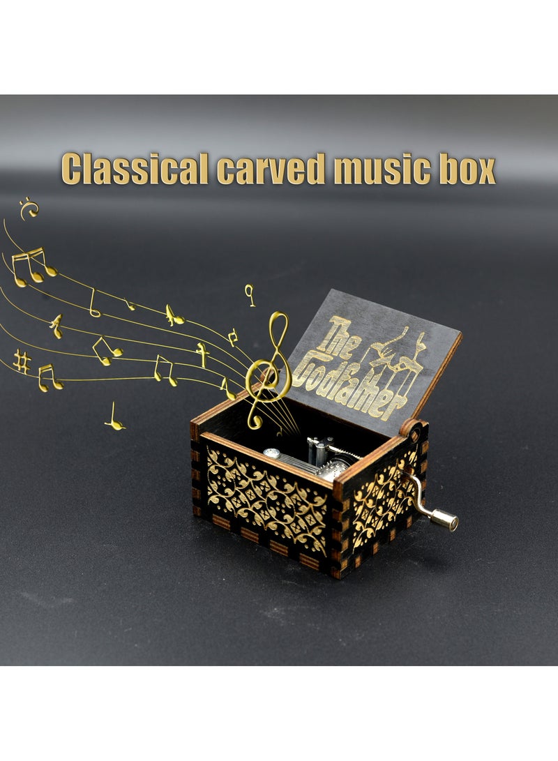Movie Theme Music Box, Hand Crank Wooden Vintage Laser Engraved Small Music Box, Gifts For Birthday/Anniversary/Wedding, Home Room Desk Office Tabletop Decor  - Image 2