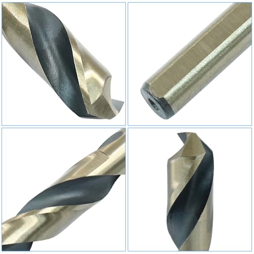 Bivethoi Reduced Shank Twist Drill Bits 13mm Black Nitride & Gold Titanium Coated High Speed Steel 4341 with 10mm Shank for Drilling Steel Plate - Image 4