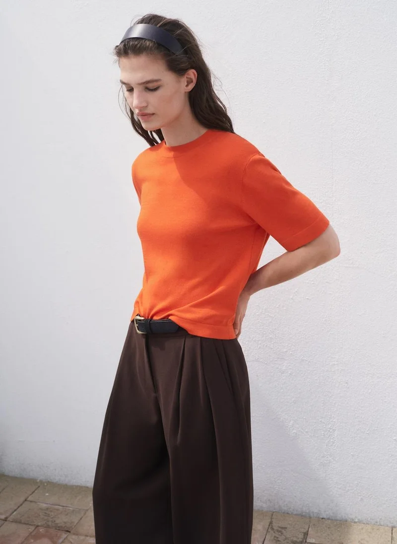مانجو Short-sleeved fine-knit sweater