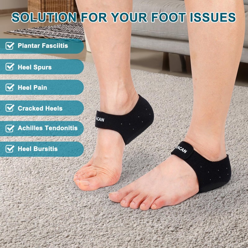 VEACAN 2 Pairs Plantar Fasciitis Heel Protectors, Heel Cups for Pain Relief & Achilles Tendonitis Support, Heel Cushion Inserts for Walking, Sports, Yoga, Home Use(W 9.5-13/M 8.5-14) - Image 2