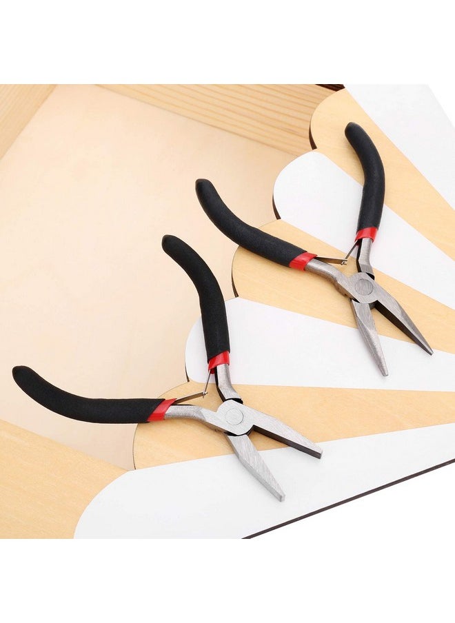 FENGWANGLI - Flat Nose Pliers For Jewelry Making Mini Wire Cutters For Bending Straightening Ring Opening 5 Inch Black - Image 1