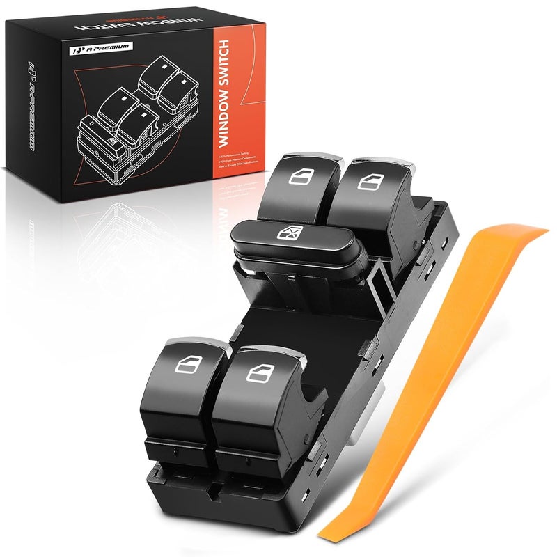 A-Premium Master Power Window Switch Compatible with Volkswagen Jetta 2011-2016, Golf 2010-2013, Tiguan 2009-2017, Passat 2012-2016, CC 2012-2017, Front Left Driver Side, Replace# 5K4959857, 5nd959857 - Image 1