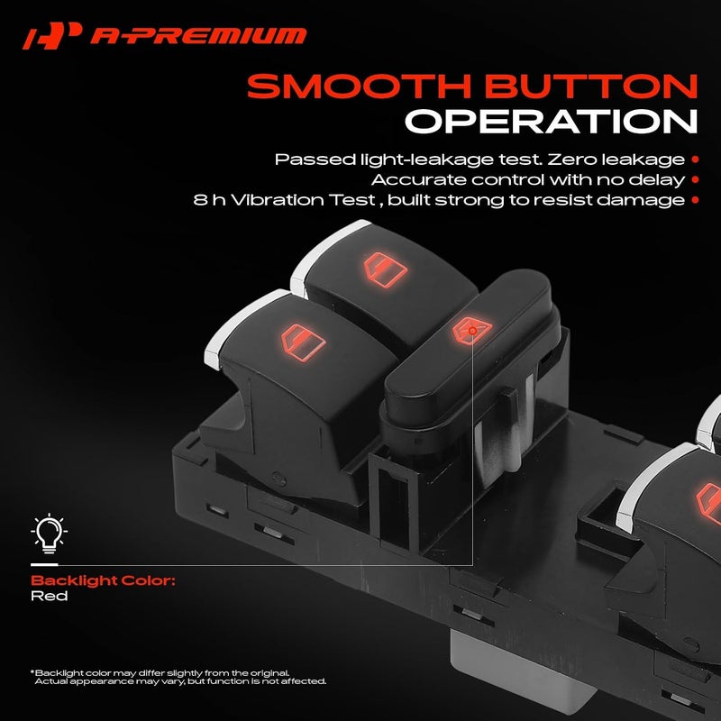 A-Premium Master Power Window Switch Compatible with Volkswagen Jetta 2011-2016, Golf 2010-2013, Tiguan 2009-2017, Passat 2012-2016, CC 2012-2017, Front Left Driver Side, Replace# 5K4959857, 5nd959857 - Image 5