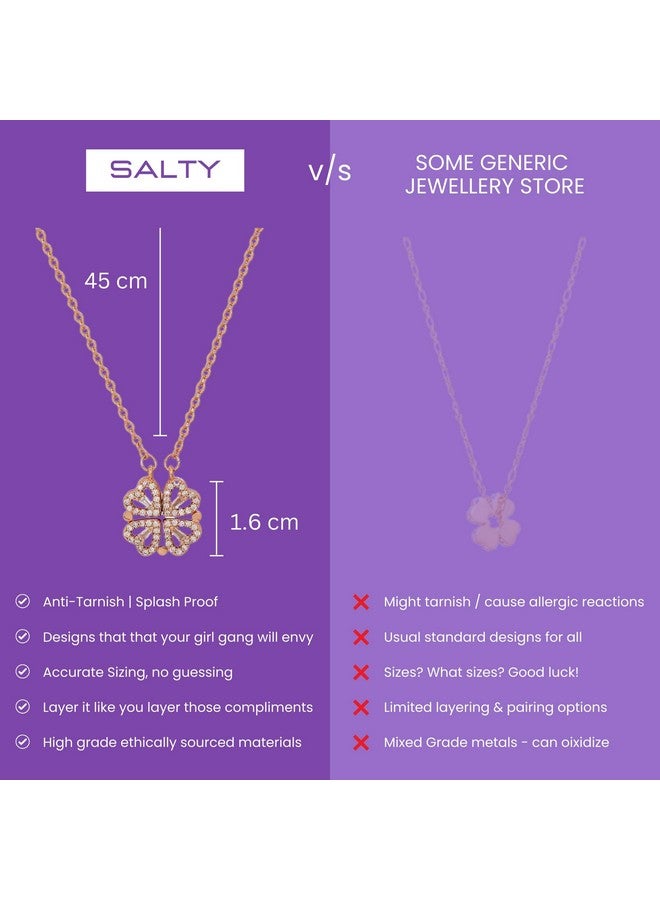 Salty Salty 2-Way Multi Wearing Magnetic Heart Clover Necklace for Women & Girls | Pendant Neck Chain| Aesthetic Jewellery | Diwali, Birthday, Anniversary & Special Occassion Gift | Everyday Wear - Image 5