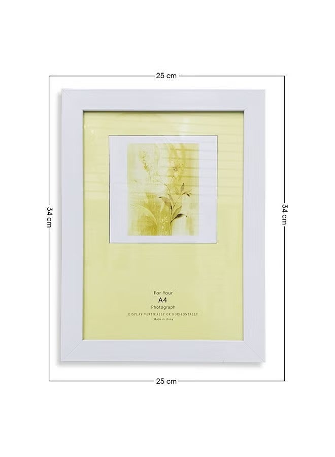 طقم إطارات شهادات مقاس A4 (3 قطع)، 25×34 سم، تصميم فاخر بنقشة الخشب وزجاج حقيقي، لون أبيض، قابل للتعليق على الحائط أو العرض على الطاولة - Image 3